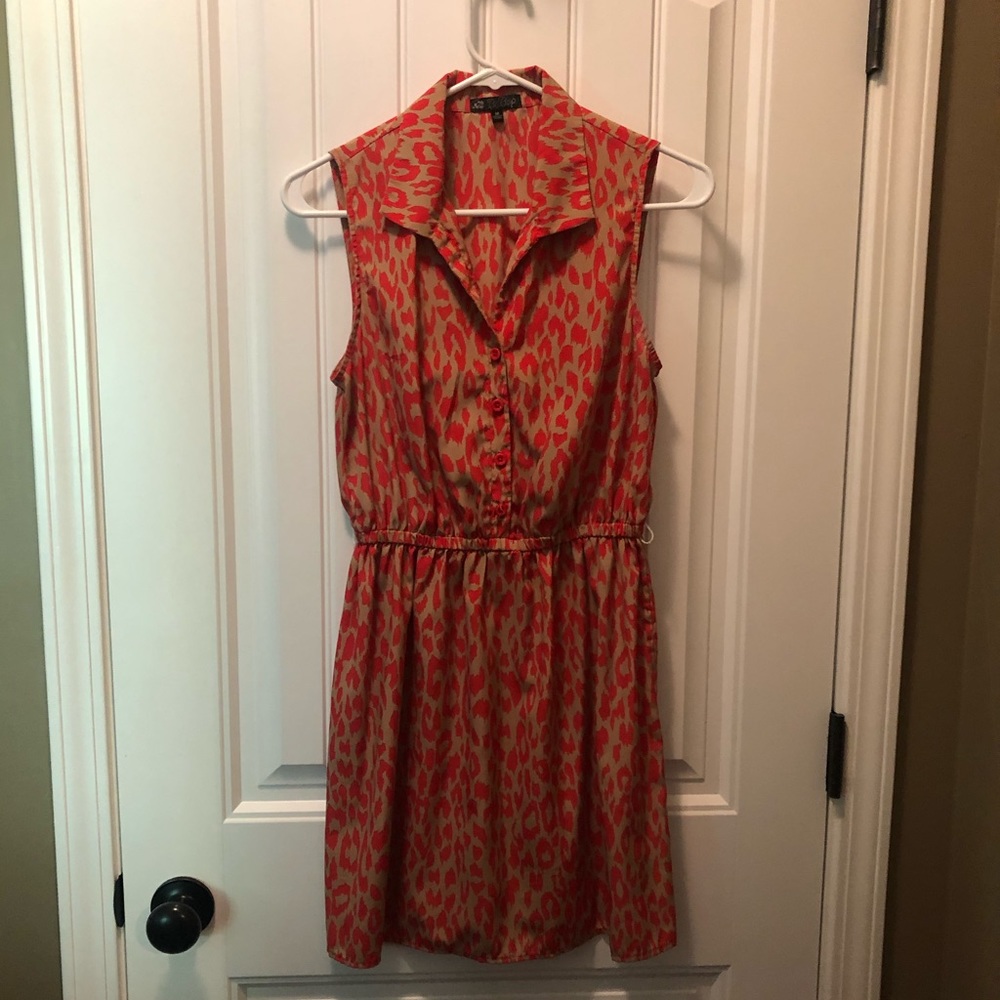 Coral and beige cheetah print Tunic/ short Dress